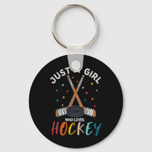 Just A Girl Who Loves Ice Hockey For Girls Hockey Key Ring