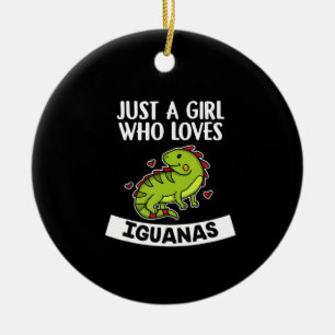 Just A Girl Who Loves Iguanas Cute Lizard Iguana Ceramic Ornament
