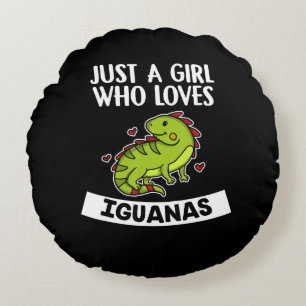 Just A Girl Who Loves Iguanas Cute Lizard Iguana Round Cushion