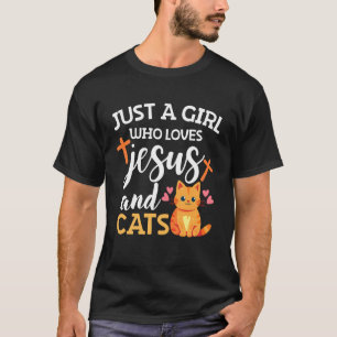 Just A Girl Who Loves Jesus and Cats for Women Ani T-Shirt