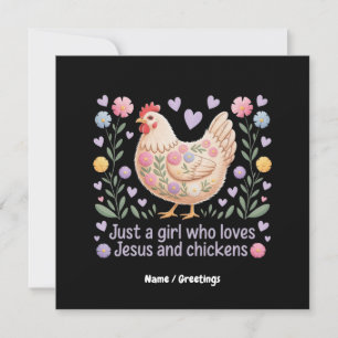 Just A Girl Who Loves Jesus And Chickens Invitation