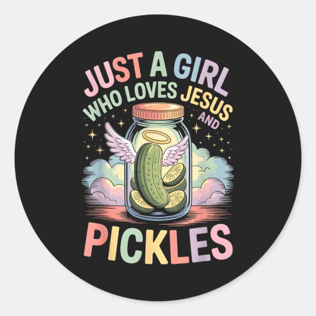 Just A Girl Who Loves Jesus And Ckles Funny Design Classic Round Sticker (Front)