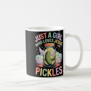 Just A Girl Who Loves Jesus And Pickles Funny Desi Coffee Mug