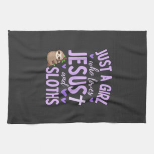 Just A Girl Who Loves Jesus and Sloths Christian C Tea Towel