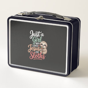 Just A Girl Who Loves Jesus and Sloths T-Shirt Metal Lunch Box