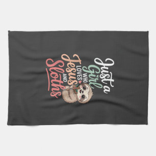 Just A Girl Who Loves Jesus and Sloths T-Shirt Tea Towel
