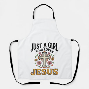 Just a Girl Who Loves Jesus Floral Cross Shirt_1 Apron