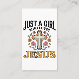 Just a Girl Who Loves Jesus Floral Cross Shirt_1 Business Card
