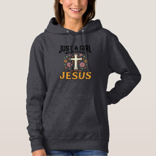 Just a Girl Who Loves Jesus Floral Cross Shirt_1 Hoodie
