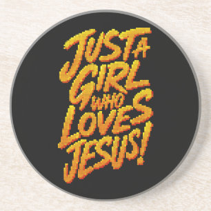 Just A Girl Who Loves Jesus Geometric Christian Coaster
