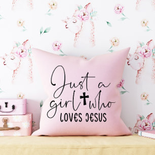 Just A Girl Who Loves Jesus Personalised Pink Cushion
