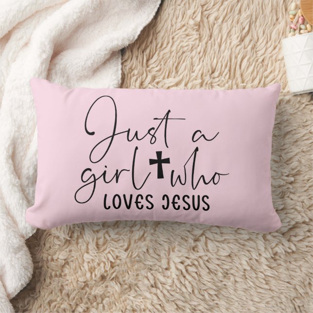 Just A Girl Who Loves Jesus Personalised Pink Lumbar Cushion (Blanket)