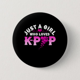 Just A Girl Who Loves K-Pop Finger Heart KPop 6 Cm Round Badge