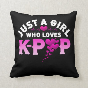 Just A Girl Who Loves K-Pop Finger Heart KPop Cushion