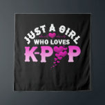 Just A Girl Who Loves K-Pop Finger Heart KPop Tapestry<br><div class="desc">Just A Girl Who Loves K-Pop design. Korean culture is taking the states by storm. For boys,  girls,  and all kpop kids. Be part of the action & stan this design. Perfect companion for k-drama and chill or binging your favourite k-pop music.</div>