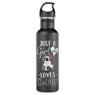 Just A Girl Who Loves K-Pop Panda KPop Merchandis 710 Ml Water Bottle