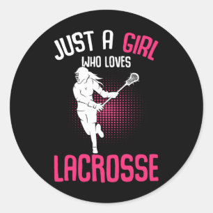 Just A Girl Who Loves Lacrosse Player Youth Girls  Classic Round Sticker
