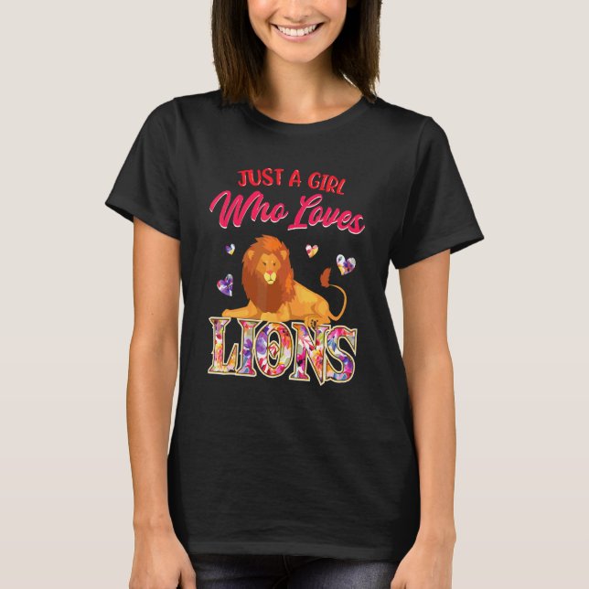 Just A Girl Who Loves Lions Cute Lio Costume Anima T-Shirt (Front)