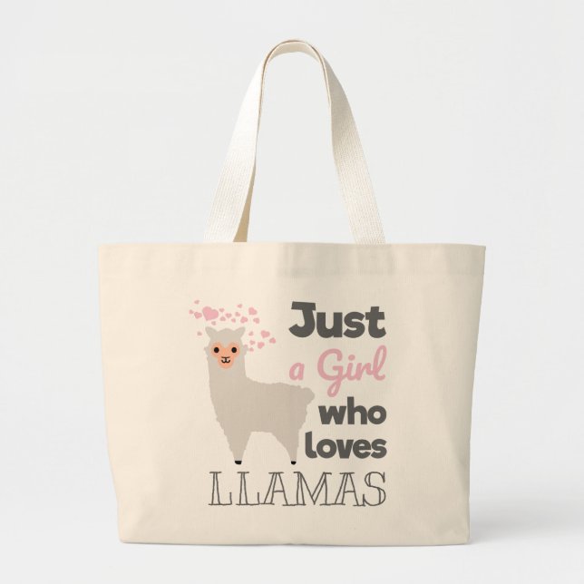 Just A Girl Who Loves Llamas Large Tote Bag (Front)