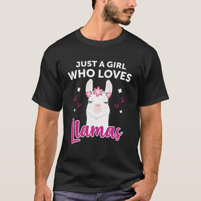 Just A Girl Who Loves Llamas Llama Heart Alpaca Lo T-Shirt (Front)
