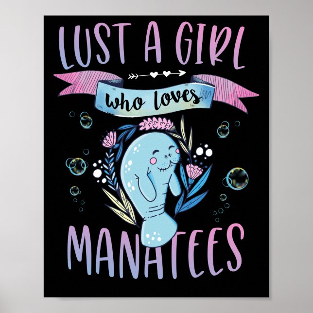 Just A Girl Who Loves Manatees Animal Lovers Poster (Front)