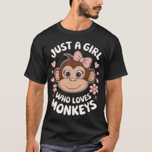 Just A Girl Who Loves Monkeys Cute Monkey Heart De T-Shirt