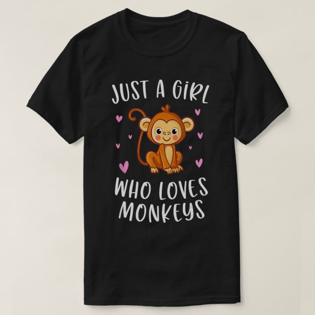 Just A Girl Who Loves Monkeys Cute Monkey Lover507 T-Shirt (Design Front)