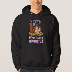 Just A Girl Who Loves Monkeys Cute Wild Animal Hoodie