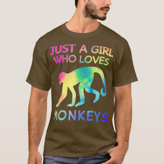 Just A Girl Who Loves Monkeys Funny Monkey Zookeep T-Shirt