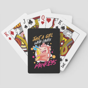 Just A Girl Who Loves Monkeys Playing Cards