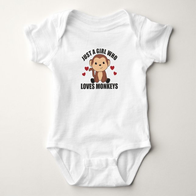 Just A Girl who loves Monkeys - Sweet Monkey Baby Bodysuit (Front)