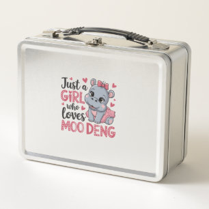 Just A Girl Who Loves Moo Deng Baby Hippos Long Sl Metal Lunch Box