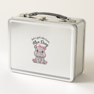 Just A Girl Who Loves Moo Deng Baby Hippos Tank To Metal Lunch Box