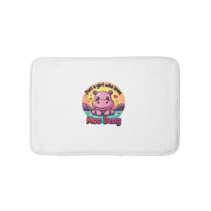 Just a Girl Who Loves Moo Deng Cute Baby Hippo Tan Bath Mat