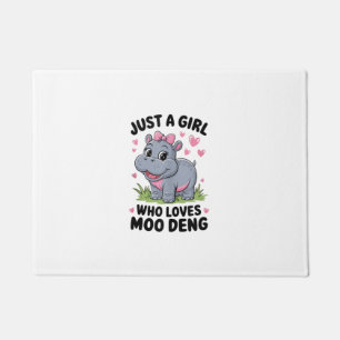Just a Girl Who Loves Moo Deng Cute Baby Hippo Tan Doormat