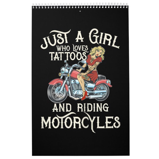 Just A Girl Who Loves Motorcycles Funny Art Gift.p Calendar (Cover)