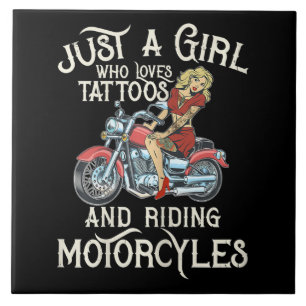 Just A Girl Who Loves Motorcycles Funny Art Gift.p Ceramic Tile