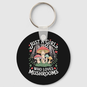 Just A Girl Who Loves Mushrooms Retro Nature Teen Key Ring