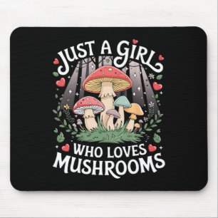 Just A Girl Who Loves Mushrooms Retro Nature Teen Mouse Pad