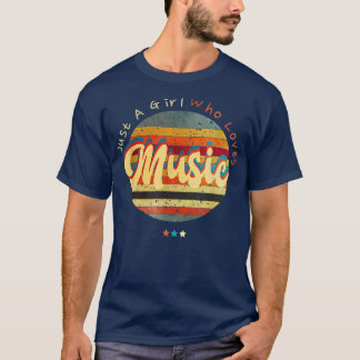 Just A Girl Who Loves Music Cool Retro Sunset 1490 T-Shirt