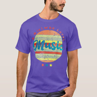 Just A Girl Who Loves Music Cool Retro Sunset T-Shirt