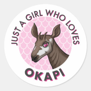 Just a Girl Who Loves Okapi, Okapi Obsession Lover Classic Round Sticker