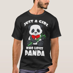 Just A Girl Who Loves Panda Bamboo Black Patch Bea T-Shirt