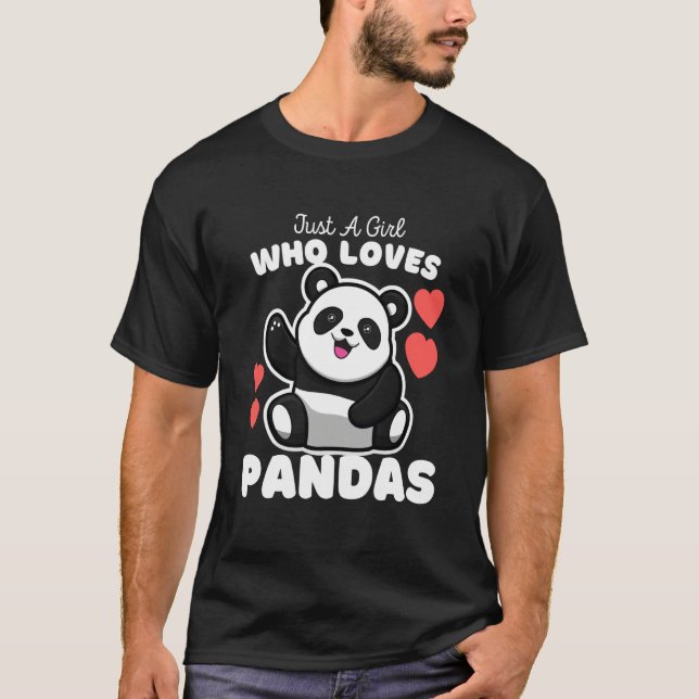 Just A Girl Who Loves Pandas Cute Panda Bear Kids T-Shirt (Front)