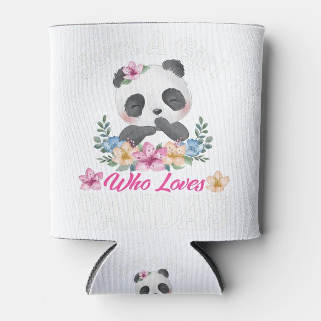 Just A Girl Who Loves Pandas Cute Panda T-Shirt.pn Can Cooler (Front)
