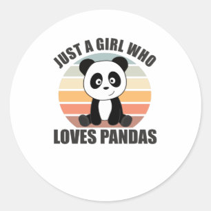 Just A Girl Who Loves Pandas Cute Panda Vintage Classic Round Sticker