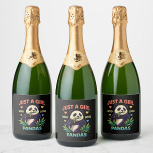 Just a Girl Who Loves Pandas Cute Sparkling Wine Label