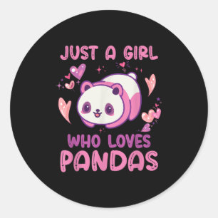 Just A Girl Who Loves Pandas Funny Quote Cute Pand Classic Round Sticker