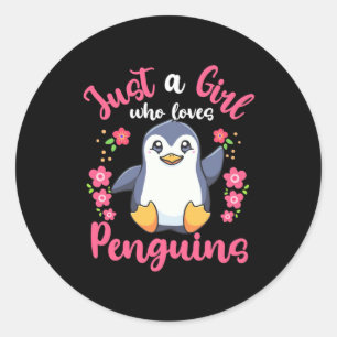 Just A Girl Who Loves Penguins Classic Round Sticker