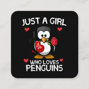 Just a Girl Who Loves Penguins Square Business Card